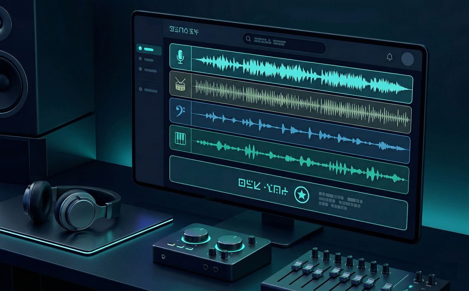 Sunoi MIDI Editor showing multi-track controls, piano roll notes, and velocity controller lane